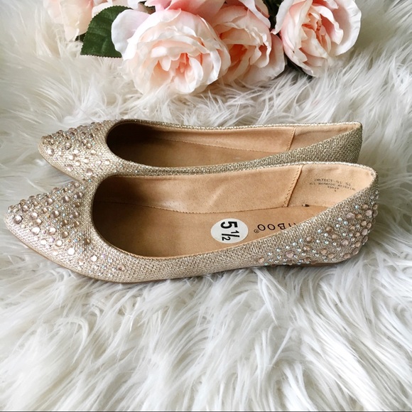 Gold Bedazzled Flats - Picture 3 of 5